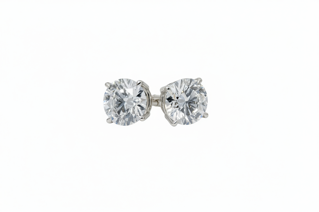 2 Carat D-VVS Lab Diamond Stud Earrings