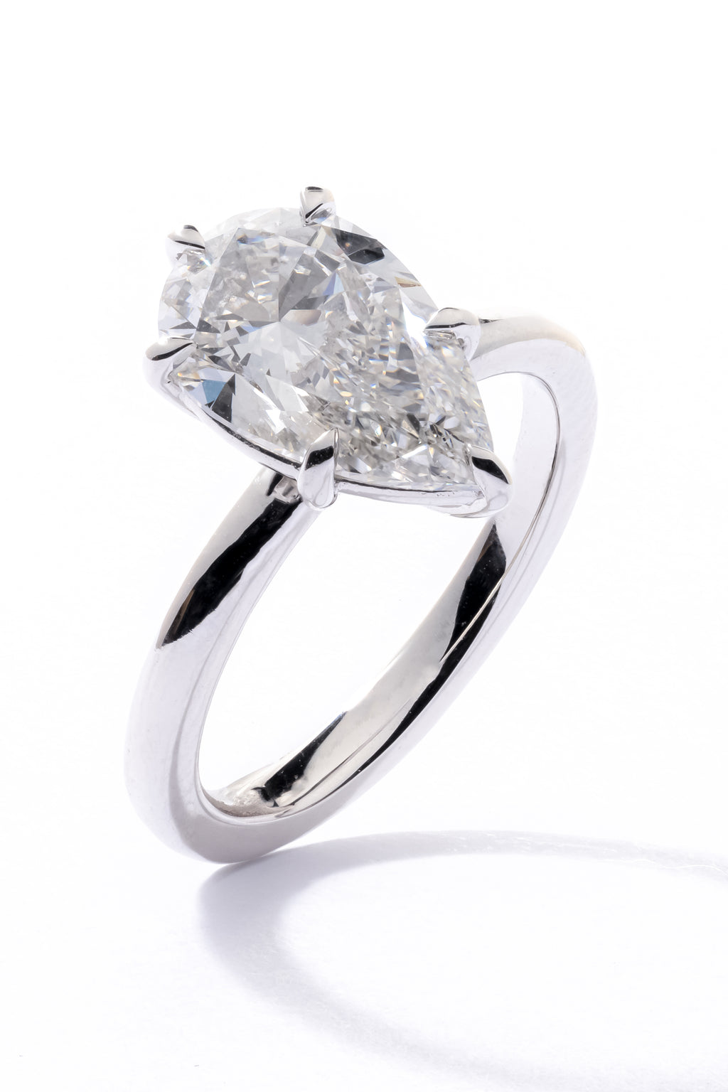 Pear Diamond Solitaire Engagement Ring in Platinum