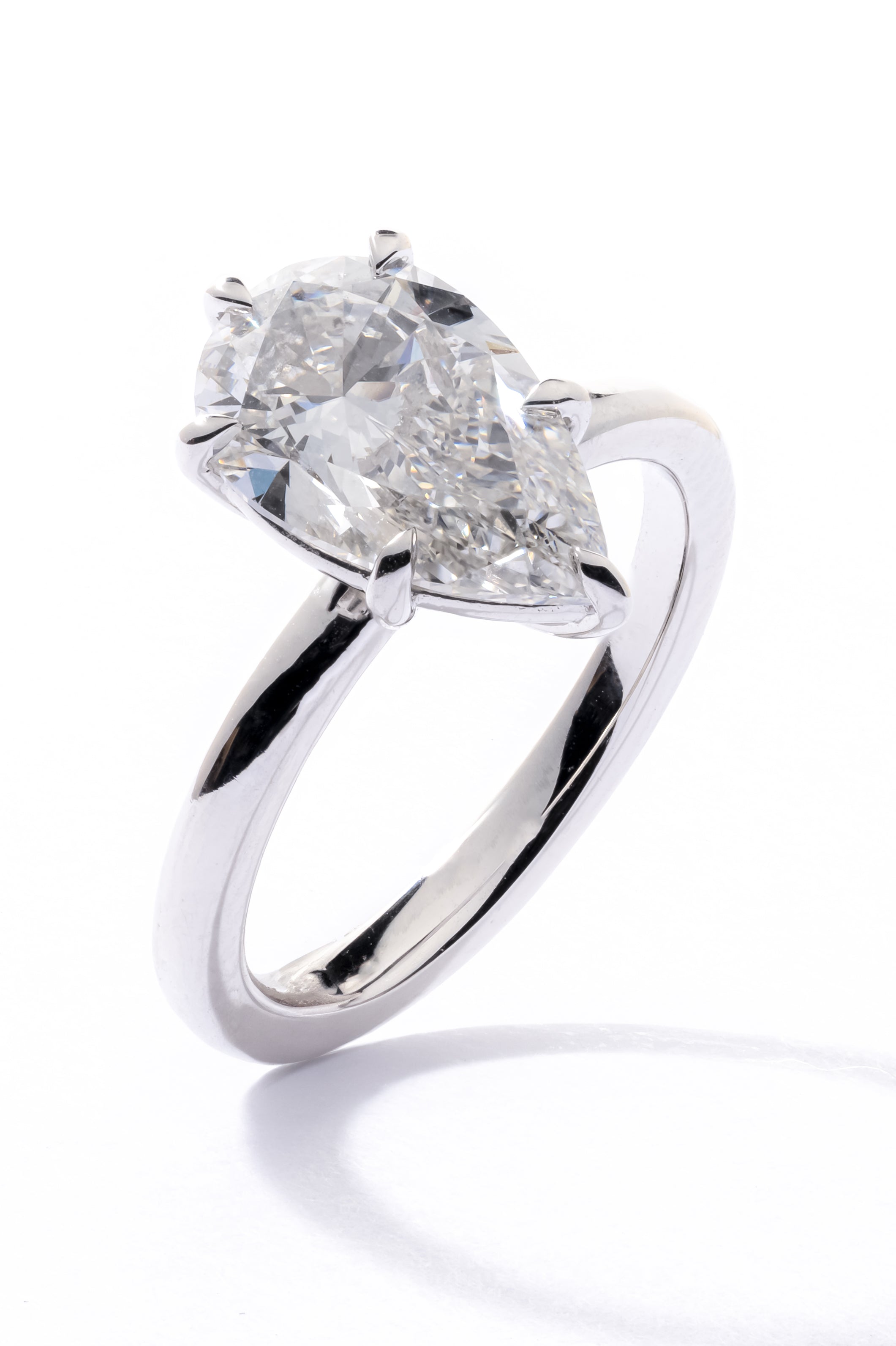 Pear Diamond Solitaire Engagement Ring in Platinum