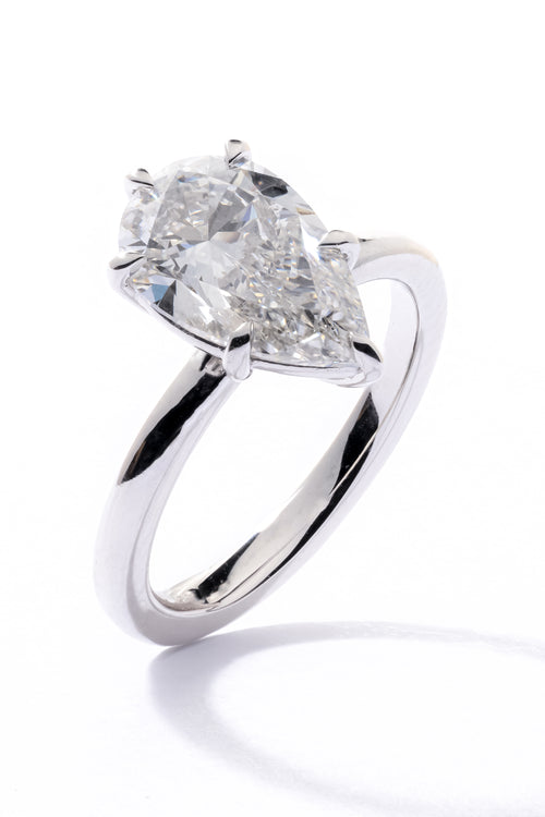 Pear Diamond Solitaire Engagement Ring in Platinum