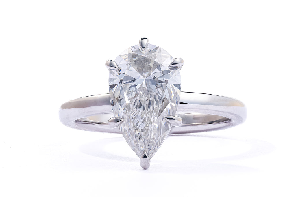 Pear Diamond Solitaire Engagement Ring in Platinum