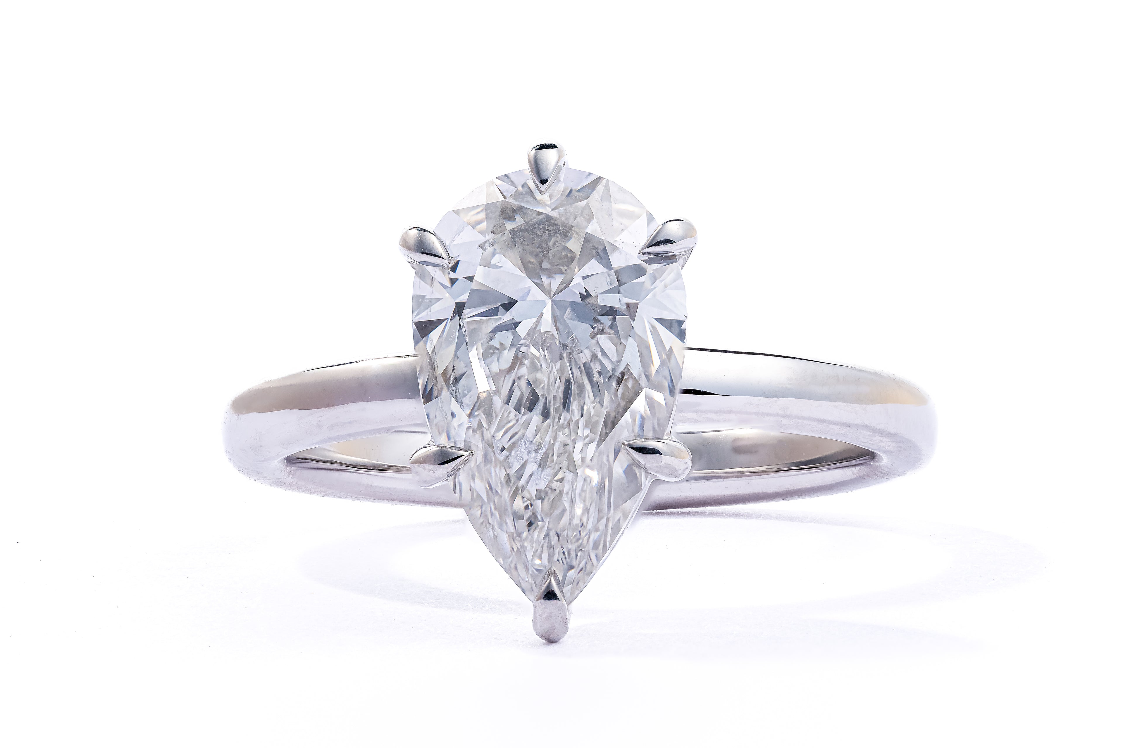 Pear Diamond Solitaire Engagement Ring in Platinum