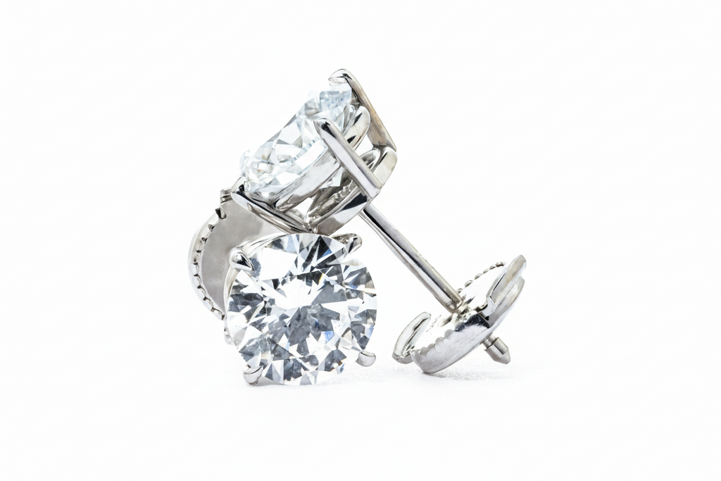 2 Carat D-VVS Lab Diamond Stud Earrings